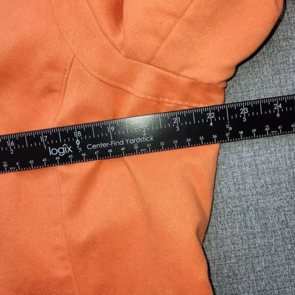 Evan-Picone Jacket Size Large Peach Long‎ Sleeve Pockets Faux Suede Zip Up